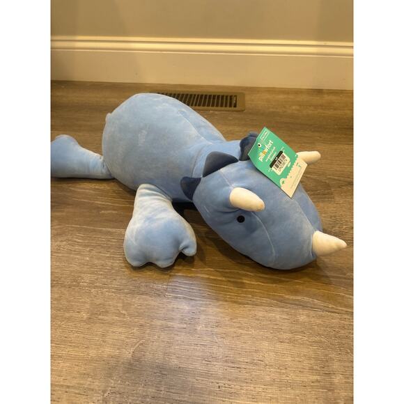 Weighted Plush Dinosaur Blue Triceratops - Picture 1 of 4